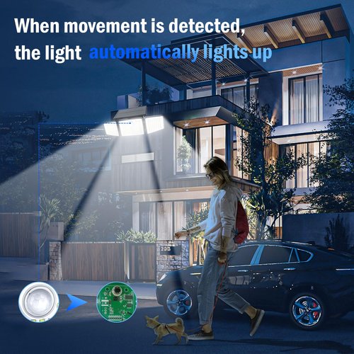 daphino 2500LM Solar Lights Outdoor with Motion Sensor,3 Head 270° Wide Angle Street Area Lights,IP65 Waterproof Security Lighting with 3 Modes(Non-Remote,3 Pcs)