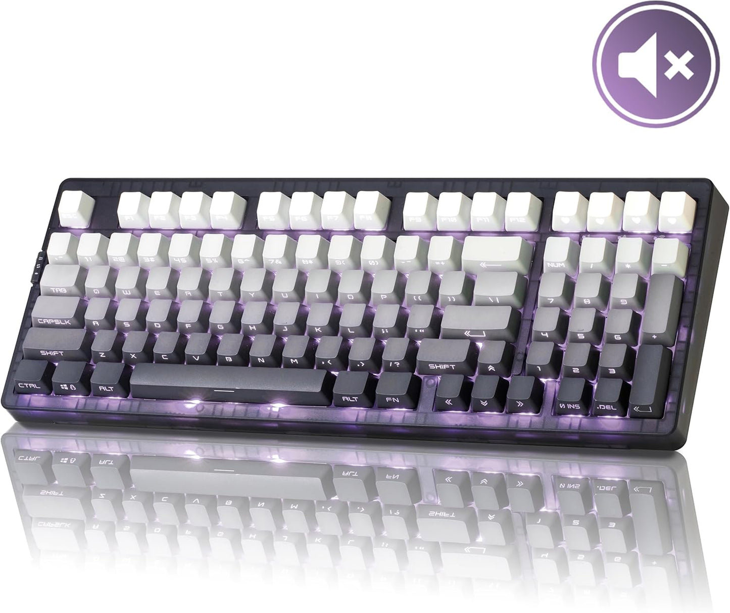ZORNHER ZH980 Wireless Mechanical Gaming Keyboard,95% Pink & Purple Custom Keyboard with Number Pad,Lighted Up PBT Keycaps,Pre-lubed Clicky Blue Switches,Hot-Swappable,RGB Backlit,2.4GHz/USB-C/BT5.0