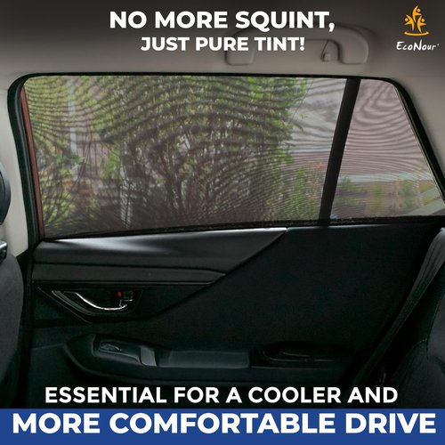 EcoNour Window Shades for Side Windows (Pack of 2) | Sun Shade for Car Heat and UV Protection | Adjustable Elastic Fabric Baby Car Shade | Rear Side Window Sun Shade Accessories (Large 40"x25")