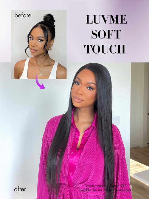 LUVME Invisible Clip in Hair Extensions,Silky Straight 14 Inch 110g 6Pcs Seamless PU Weft, 100% Real Human Hair Extensions, Natural Look & Comfortable Wear, Easy to Apply