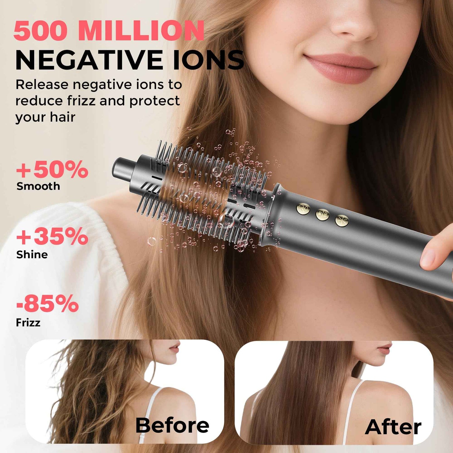 5 in 1 Hair Styler&Hair Dryer Brush,High-Speed Frizz-Free Blow Dryer,Ionic Fast Drying Hot Air Brush Air Styler Wrap, Auto Wrap Curler, Multi Styler Tools-Curl,Volumize, Straighten,Ideal Gift