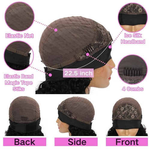 Comfair Headband Wig Human Hair Body Wave 22 Inch Glueless No Sew Headband Wig 100% Brazilian Virgin Hair 180% Dencity Wear and Go Headband Wigs for Black Women Natural Color Beginner Friendly