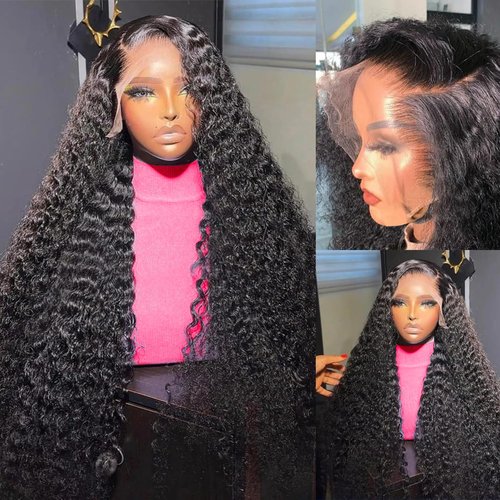 Arseomi Deep Wave Lace Front Wigs Human Hair 200% Density13x6 HD Transparent Deep Wave Lace Frontal Wigs Pre Plucked Deep Wave Wig Glueless Curly Lace Front Wigs for Women (22 Inch)