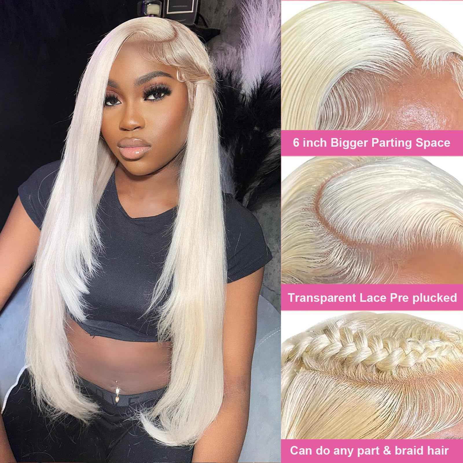 MYDIVA 613 13x6 Lace Front Wig Human Hair Straight Blonde Lace Frontal Wig Pre Plucked With Baby Hair 180% Density 20 Inch