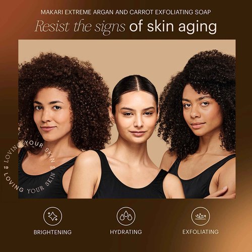 MAKARI Extreme Active Intense Skincare Trio | Argan & Carrot Oil Exfoliating Soap, Botanical Body Oil, and Tone-Boosting Body Glycerin | Brightens, Hydrates, and Fades Marks for All Skin Types Except
