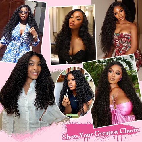 Dilekay 12A Human Hair Bundles 28 Inch Deep Wave Bundles Human Hair 100% Unprocessed Brazilian Virgin Curly Wavy Bundle Human Hair Extensions for Women Natural Black