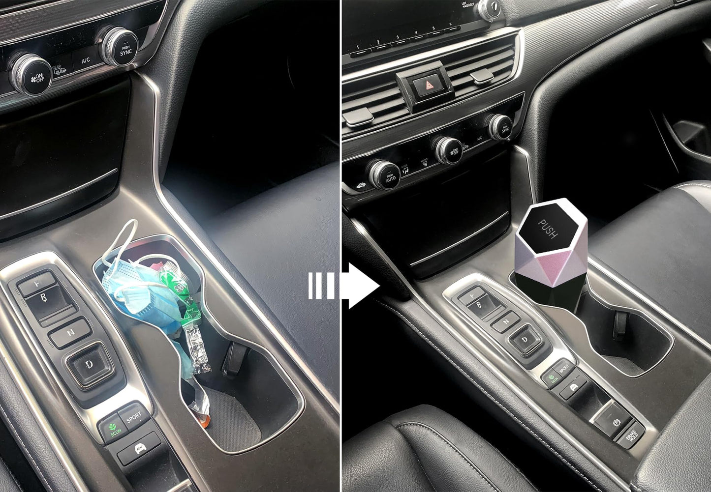 Ginsco Car Trash Can Cup Holder, Mini Car Trash Can with Lid, Car Accessories for Interior, Leakproof Small Trash Cup for Car, Home with 2 ABS Hooks and 90pcs Trash Bags Silver