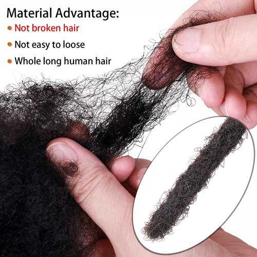 0.4cm Width Loc Extensions Human Hair, Thin Dreadlock Extensions 10 Inches 60 Strands Soft and Thin Dreadlock Extensions Human Hair(Natural Black 10Inch)