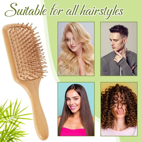 Tessco for you 24 Pcs Bamboo Hair Brushes for Women Bulk Wooden Paddle Brush Scalp Massage Bamboo Bristles Anti Static Men Engraving DIY Gift for Wedding Teacher(Wood Color)