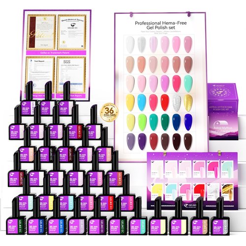 gelike ec Pro Gel Polish for Salon: 36 Colors Kit HEMA-FREE Highly Pigmented Formula Manicure Nail Art Design for Women 16ml Professional Bottles