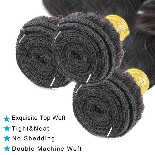 Natura Brazilian Body Wave 34 inch Unprocessed Remy Hair 12A Single Bundle (Black)