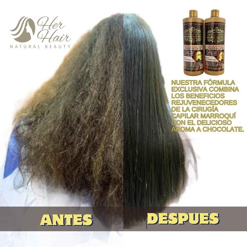 Generic Ciruga Capilar Marroquina Chocolate 33.8 oz, Shampoo Chocolate 33.8 oz - Kit 2 Pasos for Professional Use, Deep Hydration, Control of Waves, Anti-Frizz, Anti-Opacidity, Extreme Shine