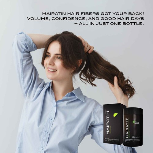 HAIRATIN Building Fibers for Thinning Hair, Dark Brown, 28G - Achieve Fuller, Natural Looking Results, Instantly Conceals Hair Loss in 10 Seconds, Thickener & Bald Spot Cover Up for Men & Women