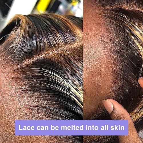 Aveiyce 13x6 Highlight Ombre Balayage Lace Front Wigs Human Hair 1b/27 Black and Blonde Lace Frontal Body Wave Wig Pre Plucked with Baby Hair for Black Women HD Transparent 180% Density Wig 18 Inch