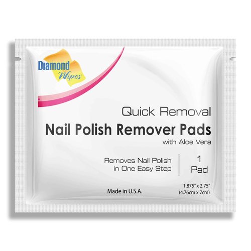 Diamond Wipes Nail Polish Remover Wipes with Aloe Vera, Acetone Nail Polish Remover Pads, Case of 500 Individually Wrapped Nail Polish Wipes