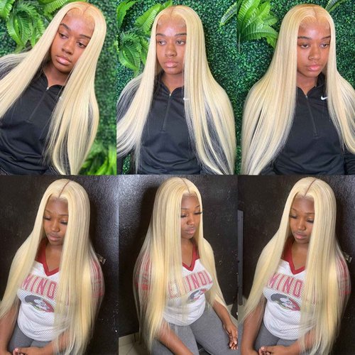 613 Lace Front Wig Human Hair 13x6 Transparent Lace, Blonde Lace Front Wigs Human Hair, 28inch Straight 613 HD Lace Frontal Wig Pre Plucked with Baby Hair for Women, 180% Density Blonde Wig Human Hair