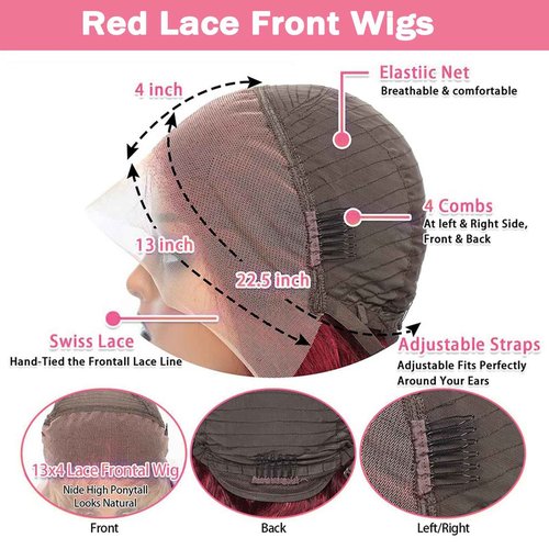 METDIO 99J Burgundy wig human hair 13x4 body wave lace front wigs human hair 180 Density Pre Plucked Glueless Wine red colored lace front wig for Women 26inch