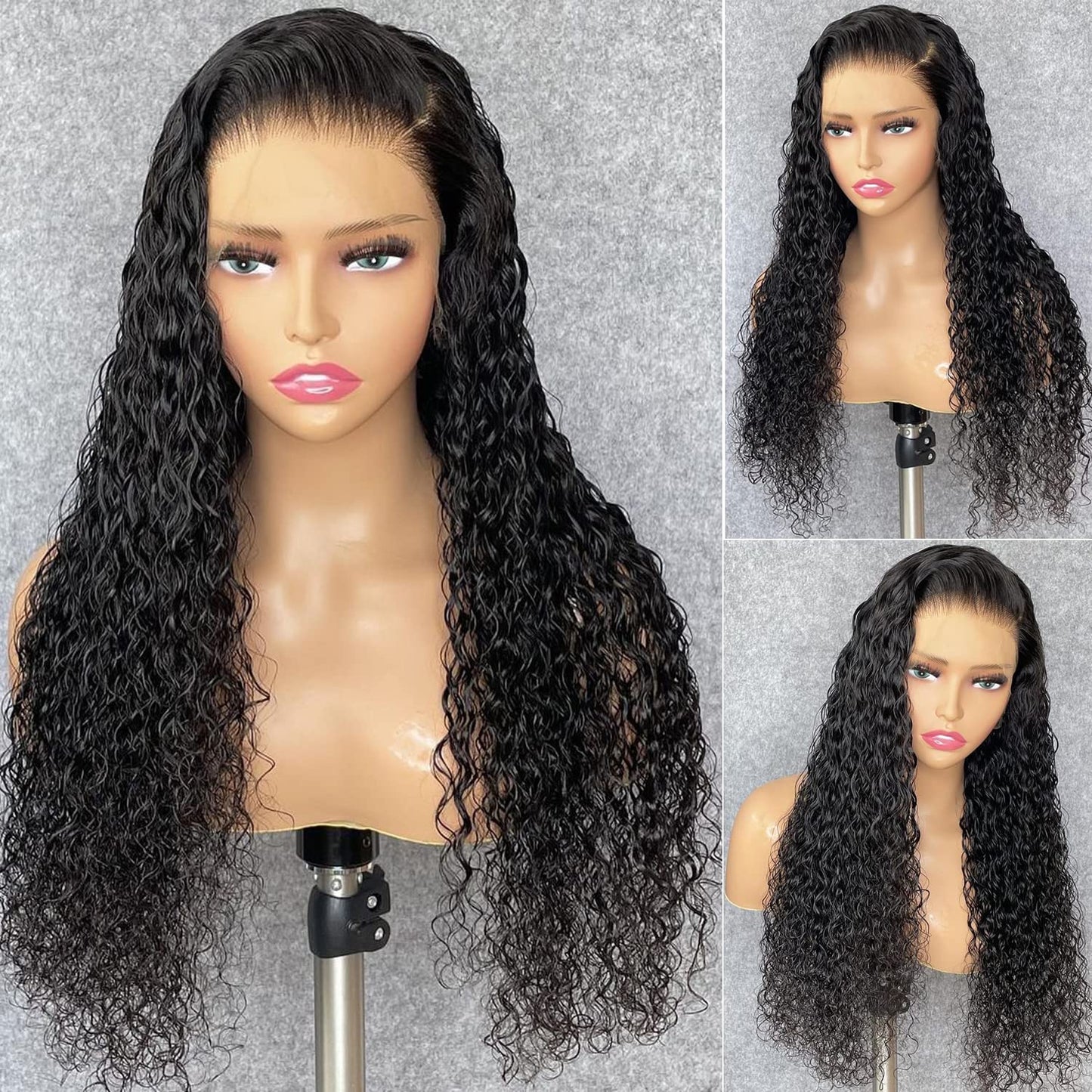 13x4 Deep Wave Lace Front Wigs Human Hair Pre Plucked Lace Frontal Deep Wave Lace Frontal Wigs for Black Women 180 Density Glueless Brazilian Front Lace Wigs (22inch)
