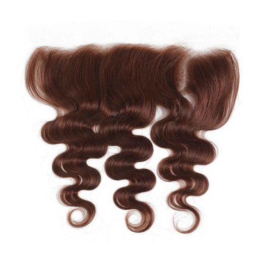 ALHER Color #4 Chocolate Brown Body Wave 13x4 Frontal Closure, 12A Wavy Free Part Melt 13x4 Lace Frontal, 100% Virgin Remy Human Hair Mocha Brown Hair Color Pre Plucked With Baby Hair Frontal 12 Inch