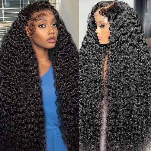 Xhisae 22 Inch Deep Wave Lace Front Wigs Human Hair 200 Density 13x6 HD Transparent Lace Front Wigs Human Hair Pre Plcked Curly Human Hair Wig for Women Deep Wave Frontal Wigs Human Hair