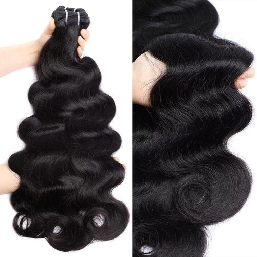 Lemoda Body Wave Virgin Human Hair Bundles 14 14 14 Inch Body Wave 100% Unprocessed Raw Human Hair Extensions Great Qanlity Hair Weave 3 Bundles Natural Black
