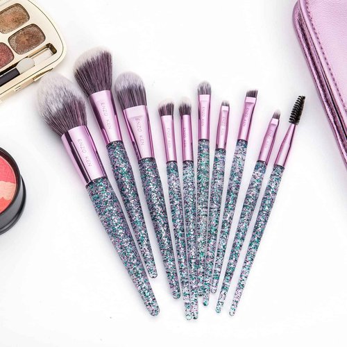 ENZO KEN Glitter Makeup Brushes Set with Case, Vegan Makeup Brush Set Professional, Colorful Cosmetic Brushes Makeup Set, Make up Brush Vegan, Make up Brushes Set Professional, Makeup Brush Set Vegan
