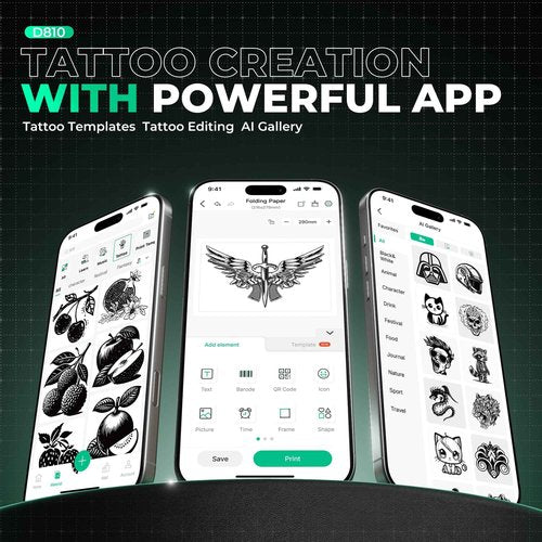 Nelko D810 Tattoo Stencil Printer, Wireless Thermal Tattoo Printer with 10pcs Tattoo Transfer Papers, Portable Tattoo Machine for Artist & Beginners, Compatible with Phone Pad and PC, Grey