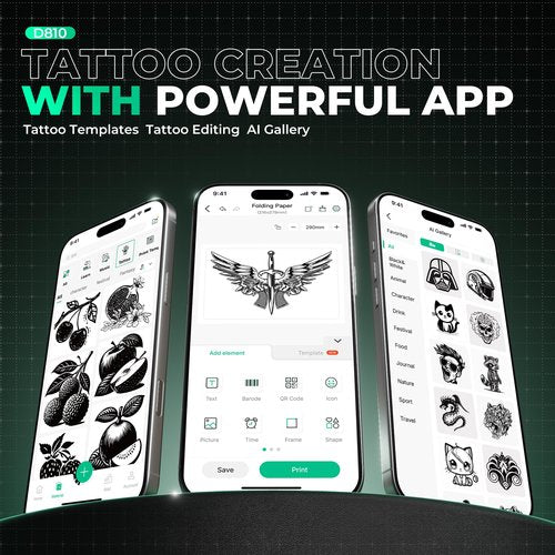 Nelko D810 Tattoo Stencil Printer, Wireless Thermal Tattoo Printer with 10pcs Tattoo Transfer Papers, Portable Tattoo Machine for Artist & Beginners, Compatible with Phone Pad and PC, Beige