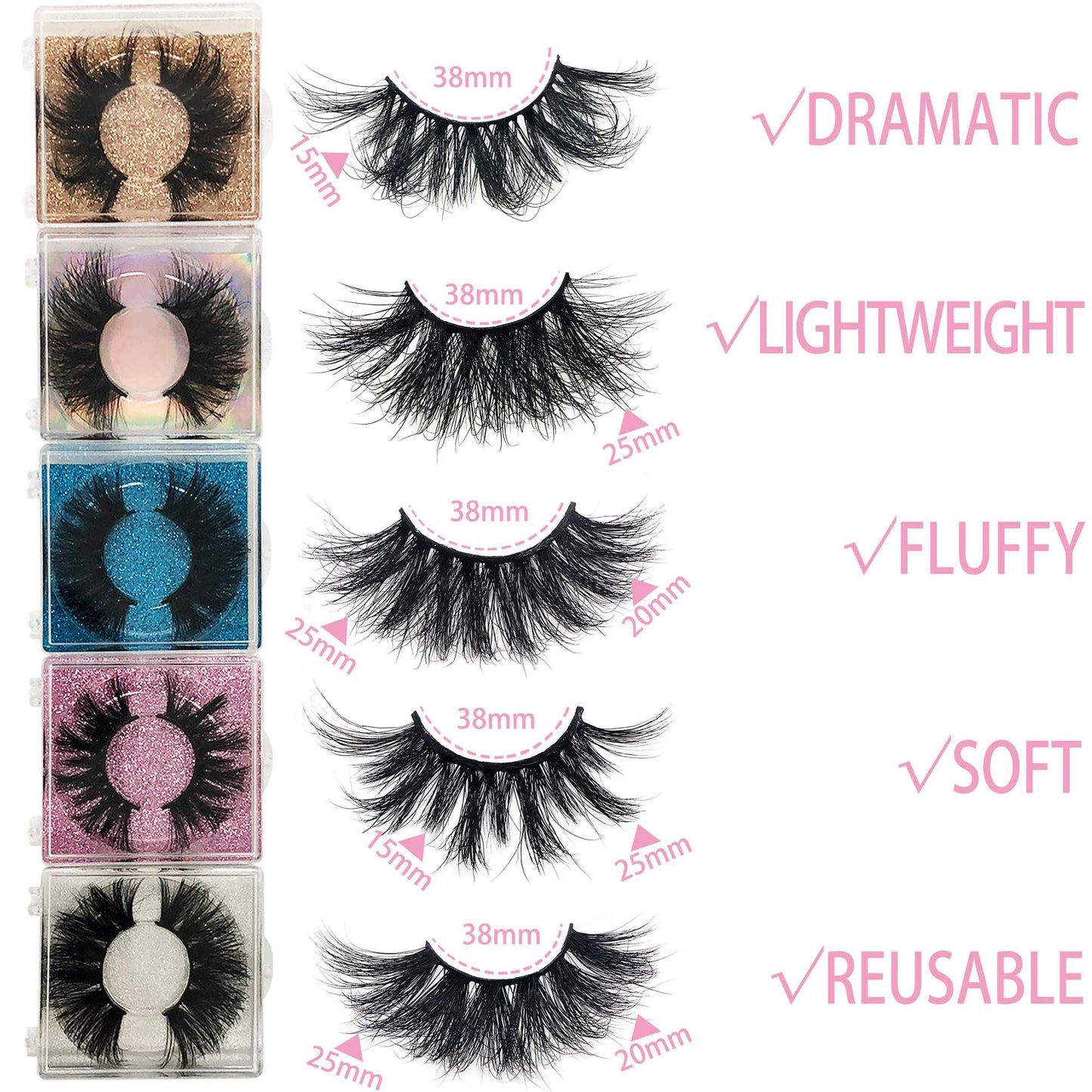 25MM Mink Eyelashes Wholesale Ninglash 30 Pack False Eyelashes, Dramatic Real Mink EyeLashes, Thick HandMade Full Strip Lashes, Crueltyl Free Fluffy Lash, 3D Mink Lashes Bulk …
