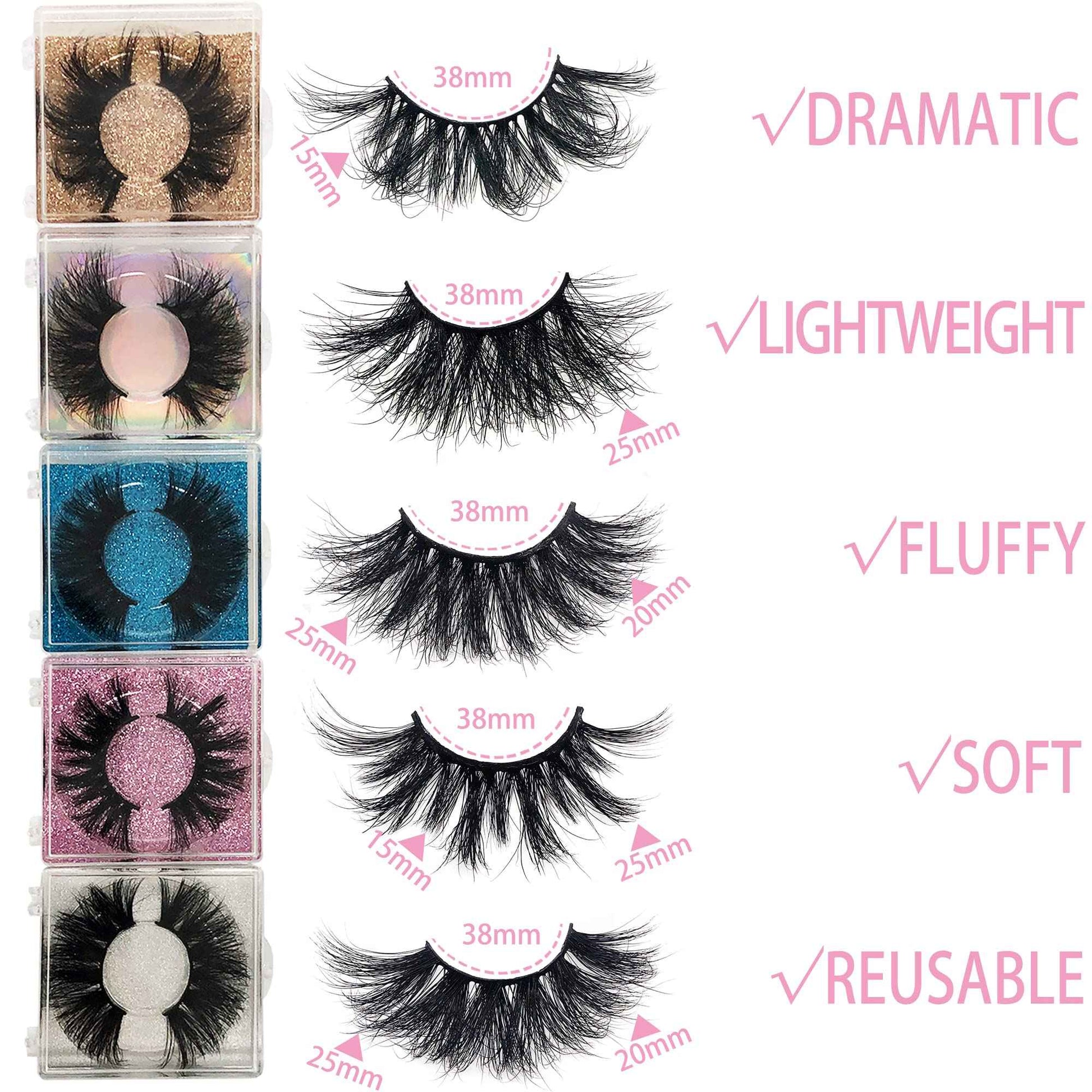 25MM Mink Eyelashes Wholesale Ninglash 30 Pack False Eyelashes, Dramatic Real Mink EyeLashes, Thick HandMade Full Strip Lashes, Crueltyl Free Fluffy Lash, 3D Mink Lashes Bulk …