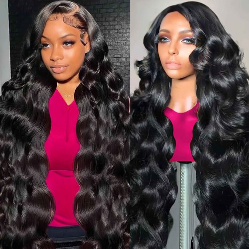 KXBKXB 13x6 Body Wave Wigs for Women 220% Density Lace Frontal Wig Human Hair Pre Plucked Body Wave Glueless Lace Front Wig Human Hair Natural Color Wigs (18inch)