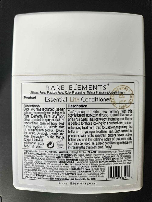 Rare Elements Pure Shampoo & Essential Lite Conditioner Set with Gute Carrying Bag (Three Piece Bundle) 8 oz per unit