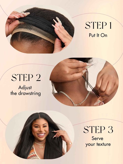 LUVME HAIR Half Wig Yaki Straight Flexi-Fit Invisi 3 in 1 Wigs Flip Drawstring Wig 200% Density Glueless Wigs 100% Human Hair Natural Black Ready to Go Headband Wig for Women 16 Inches