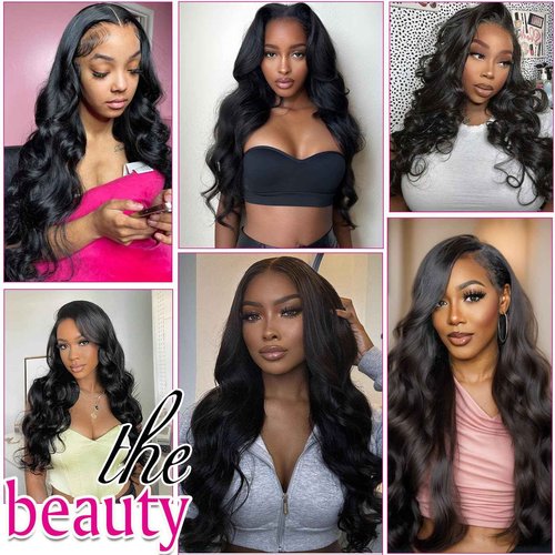 BAOHUKE 4 Bundles Human Hair Body Wave 20 22 24 26 Inch 100% Brazilian Virgin Hair Body Wave Bundles Human Hair Extensions Quick Weave Bundles Human Hair For Women Natural Black