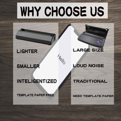 Gakonp Tattoo Stencil Printer Machine Bluetooth Thermal Wireless Tattoo Stencil Transfer Machine Copier Compatible with Android, iOS & Windows Thermal Tattoo Kit Tattoo Series for Tattoo Supplies