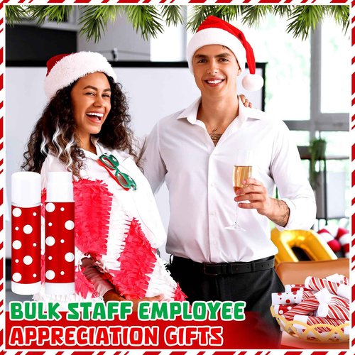 Siifert 150 Pcs Christmas Candy Flavor Lip Balms Bulk Holiday Peppermint Candy Flavor Lip Balms Christmas Party Gifts Stocking Stuffers Bulk Thank You Gifts for Employee Staff Coworkers Teacher