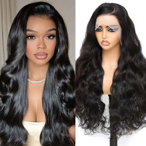 AceWig 26 Inch 13x4 Lace Front Wigs Human Hair Body Wave 180% Density 13x4 HD Lace Front Human Hair Wig Pre Plucked with Natural Hairline Small Knots for Black Women Brazilian Virgin Human Hair Wig