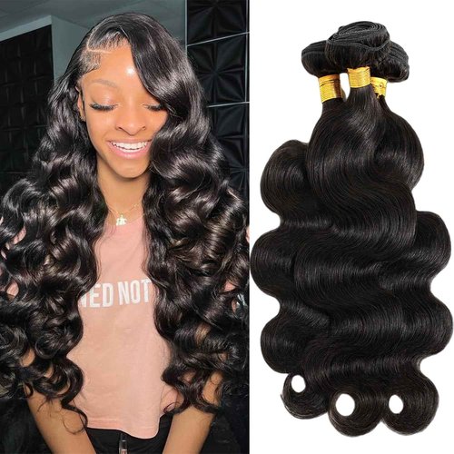 Human Hair Bundles Body Wave 20 22 24 Inch Bundles Human Hair 12A Brazilian Virgin 100% Unprocessed Quick Weave Hair Bundles for Black Women Natural Color