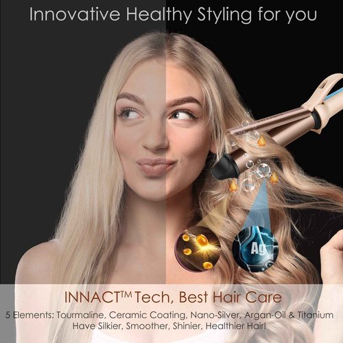 NITION Salon 1" Hair Straightening Flat Iron and 1 1⁄4 inch Argan Oil Curling Iron Set