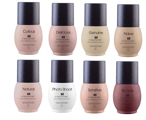 LACCOVER ONE SHOT - NAIL POLISH GEL SET NUDE COLLECTION, 8 COLORS, 1/2 Fl Oz each one, by NAIL FACTORY