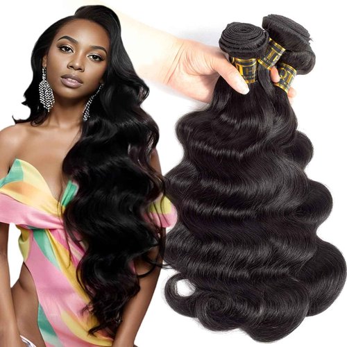 QTHAIR 16A Grade Brazilian Virgin Body Wave Hair (12 14 16,300g/10.5OZ,Natural Black)100% Unprocessed Brazilian Body Wave Virgin Human Hair Extensions Body Wavy Brazilian Human Hair for All Women
