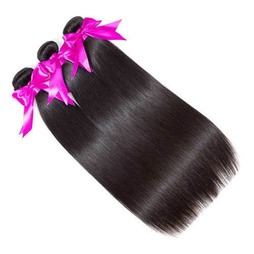 BLY Silky Straight Bundles Human Hair 100% Unprocessed Virgin Hair for Women 14 16 18 Inch Natural Black Soft Straight Hair Extensions 3 Bundles