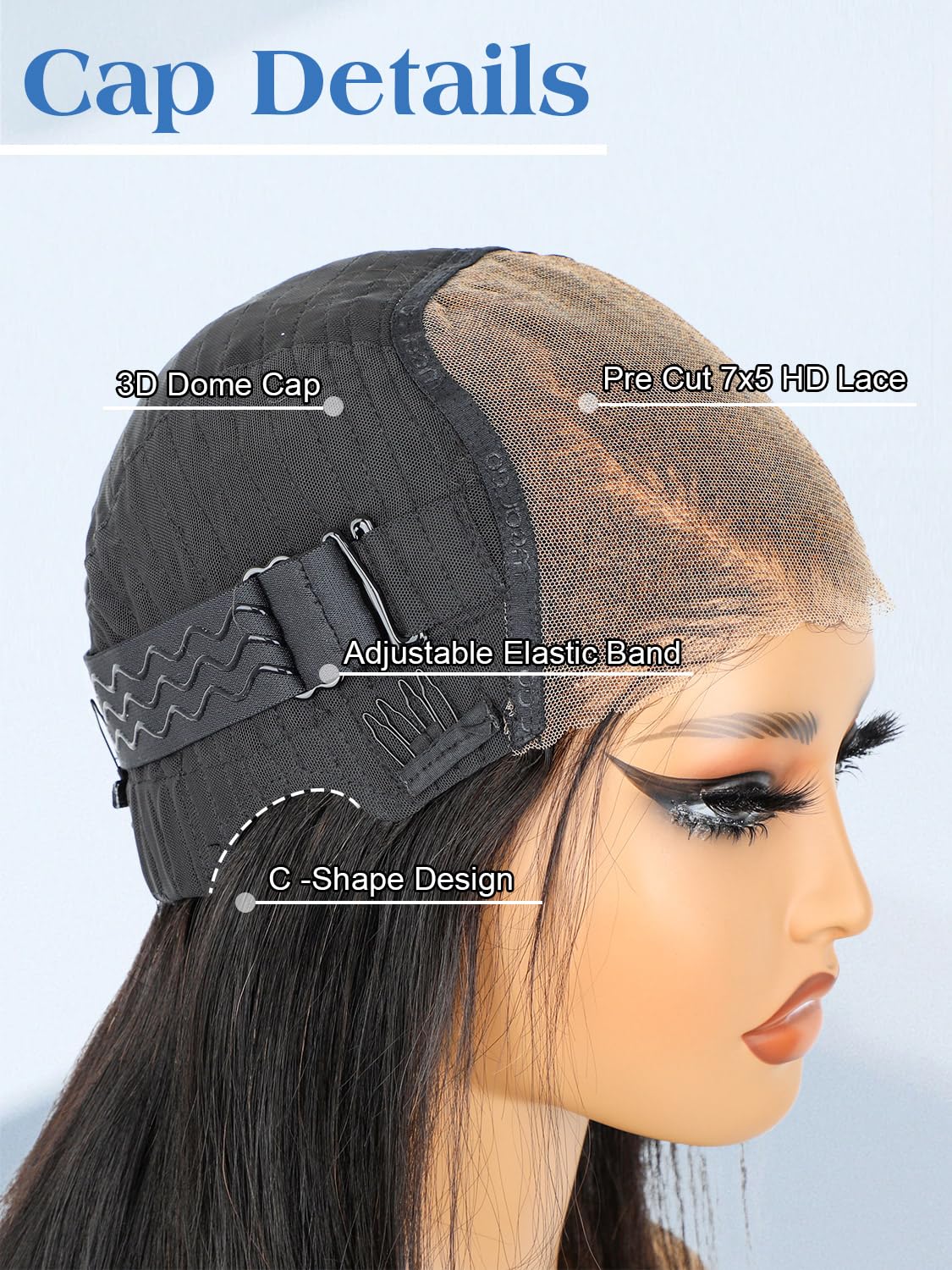 16 Inch Bob Straight Side Part 7x5 Wear and Go Glueless Wigs Human Hair Pre Cut Pre Plucked Bleached HD Lace Front Bob Wig Human Hair 180% Density Short Straight Wigs for Black Women