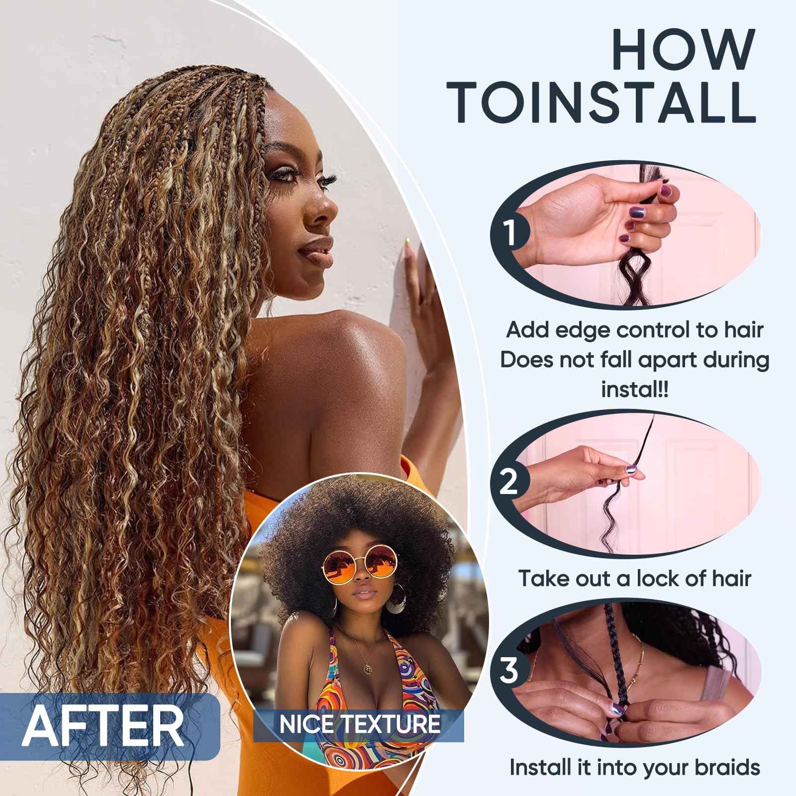 Human Braiding Hair for Boho Braids,150g 20 inch 3 Bundles Highlight Deep Water Wave Bulk Boho Curly Human Hair Bundle for Braiding,4/27 Honey Blonde No Weft Wet and Wavy braiding Hair Extensions