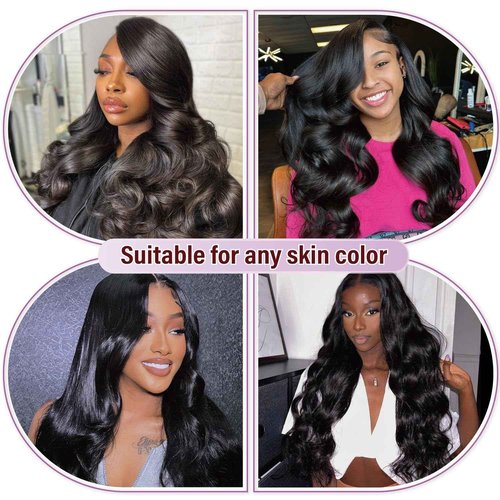 soeyrkke 13x6 Body Wave Human Hair Lace Front Wigs 24inch 180% Density HD Lace Frontal Wigs Human Hair Pre Plucked Body Wave Lace Front Wigs for Women with Baby Hair Black Color