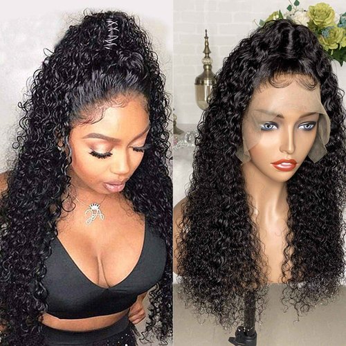 Venice Human Hair Wigs for Black Women Virgin Curly Full Lace Wig Short Lace Frontal Pre Plucked with Baby Hair (16inch, 13X6 lace front wig 150% density)