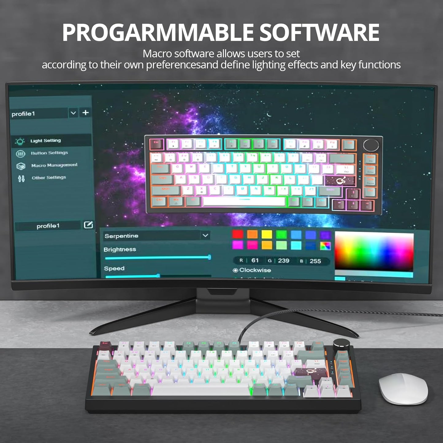75% TKL Wired Mechanical Keyboard,RGB Backlit Gasket Mount 82 Key Hot Swappable Custom Linear Red Switch Gaming Keyboard with Volume Knob & PBT Keycaps (82 Shoko)