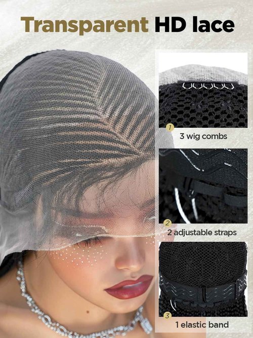 Lady Hanne Braided Wigs for Black Women 13x8 HD Lace Front Cornrow Braids Wig Premium Synthetic Hair 30 Inch Full Lace Cornrow Box Braid Wig with Baby HairNatural Black