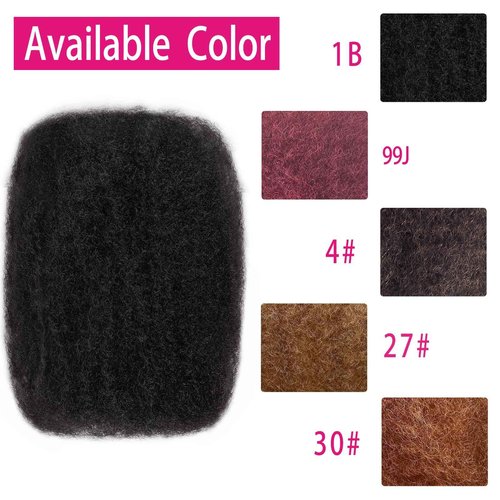 Afro Kinkys Bulk Human Hair For Braiding Afro Kinky-Curly Human Hair Bulk For Mini Twist Hair 20Inchs 50g/pack Bulk Human Braiding Hair For Micro Locs Extensions (1B, 20Inchs,50g/pack)