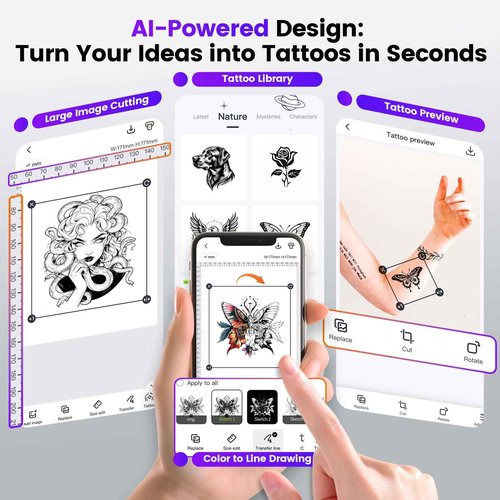 Tattoo Stencil Printer, TP31 Mini Thermal Tattoo Printer Machine with 30pcs Transfer Paper, Bluetooth Stencil Printe for Temporary Tattoos, Artists & Beginners, Compatible with Smartphone & Tablet